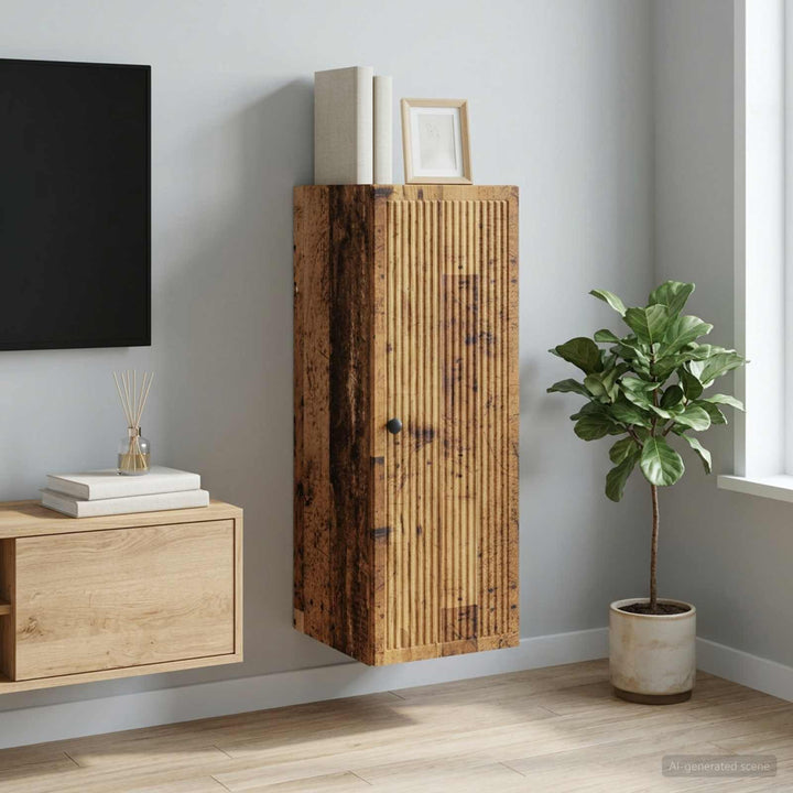 Vægmonteret skab Gammelt træ 33 x 34,5 x 90 cm Konstrueret træ