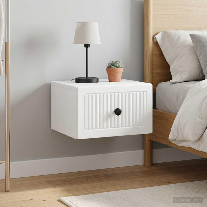 Væghængt Natbord 2 pcs Hvid 33 x 34,5 x 20 cm Konstrueret træ