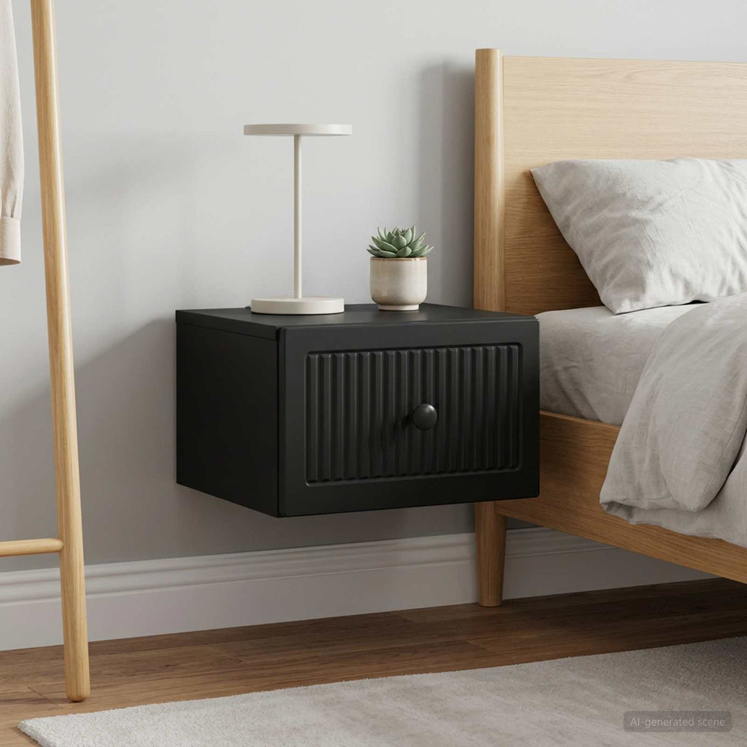 Væghængt Natbord 2 pcs Sort 33 x 34,5 x 20 cm Konstrueret træ