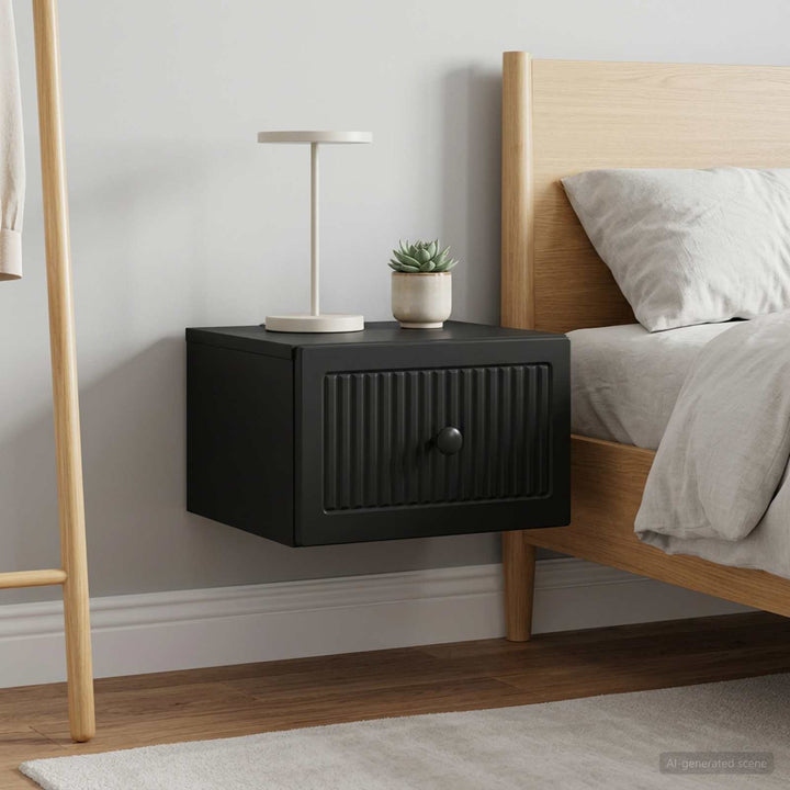 Væghængt Natbord 2 pcs Sort 33 x 34,5 x 20 cm Konstrueret træ