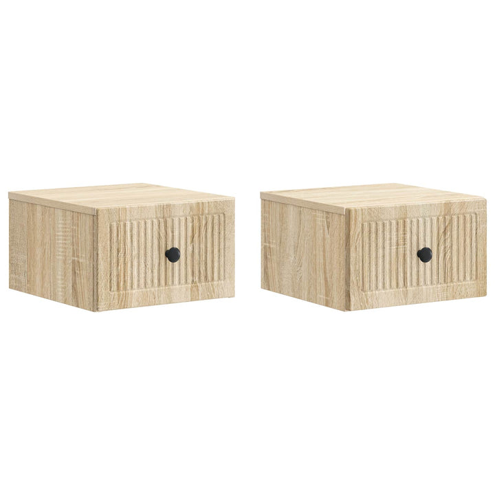 Væghængt Natbord med skuffe 2 pcs Sonoma-eg 33 x 34,5 x 20 cm