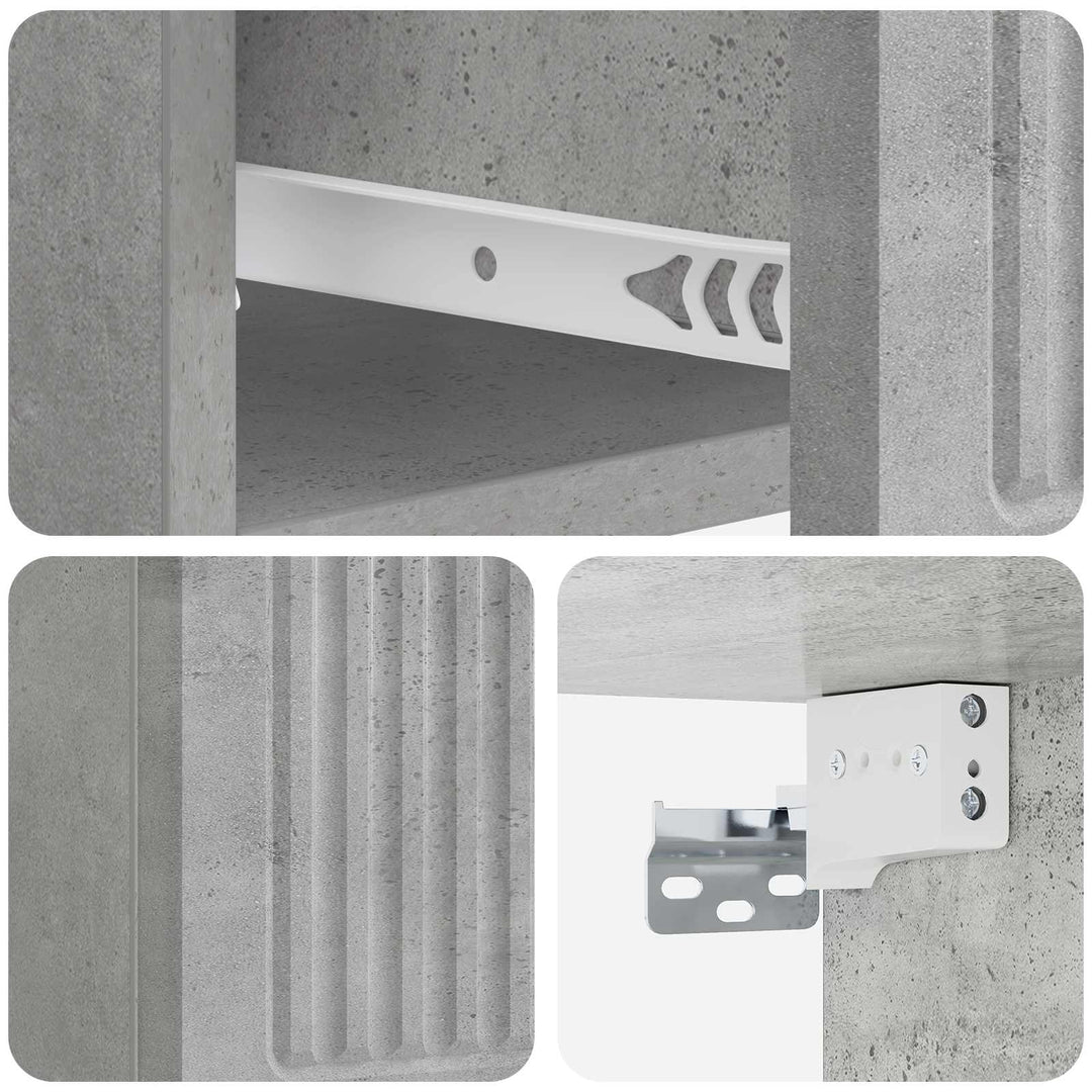 Væghængt Natbord Betongrå 33 x 34,5 x 20 cm Konstrueret træ