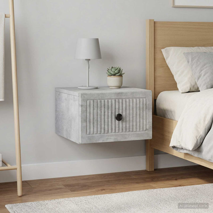 Væghængt Natbord med skuffe 2 pcs Betongrå 33 x 34,5 x 20 cm