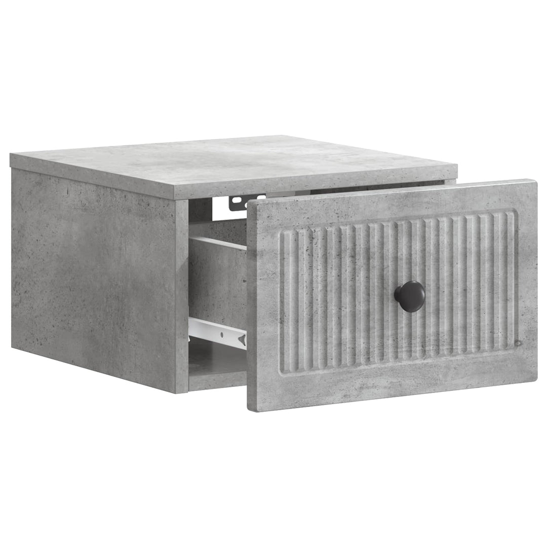 Væghængt Natbord med skuffe 2 pcs Betongrå 33 x 34,5 x 20 cm