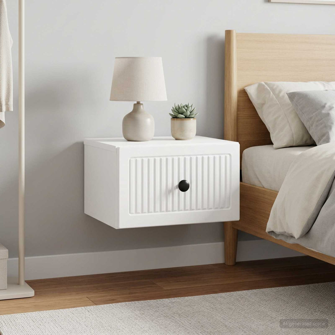 Væghængt Natbord 2 pcs Hvid højglans 33 x 34,5 x 20 cm