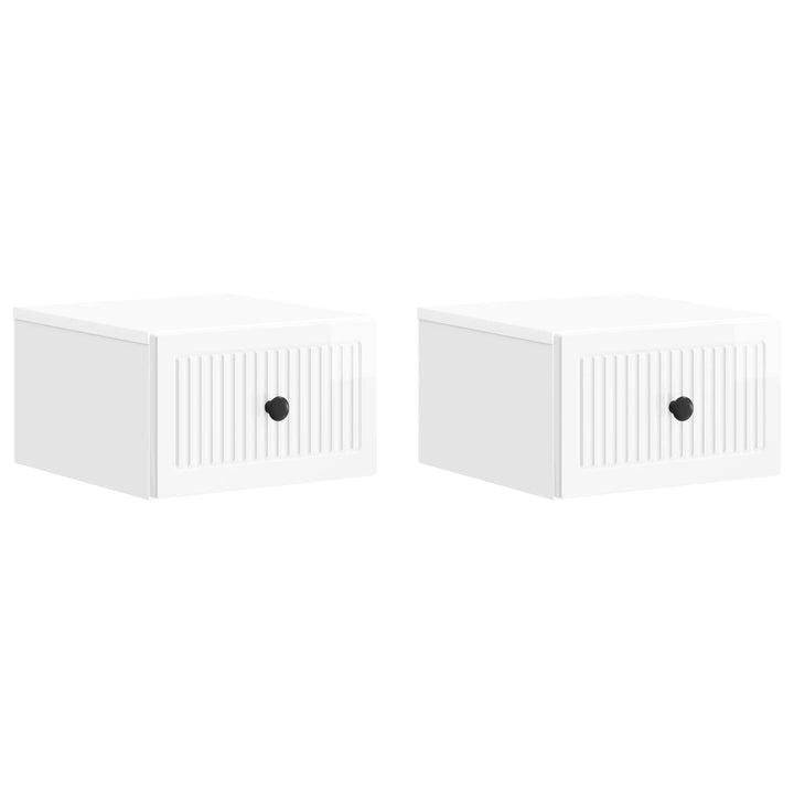 Væghængt Natbord 2 pcs Hvid højglans 33 x 34,5 x 20 cm