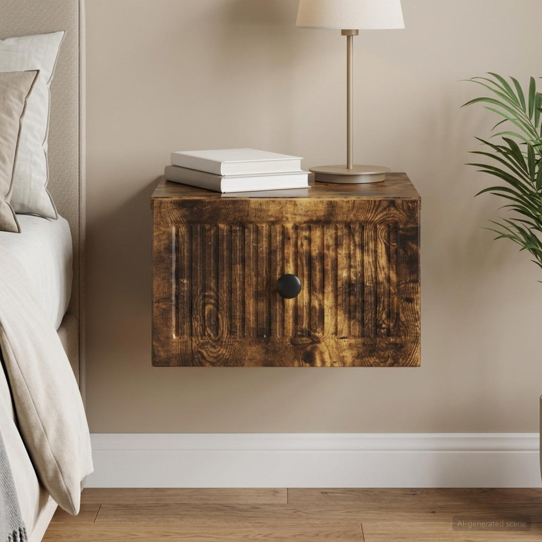 Væghængt Natbord Røget eg 33 x 34,5 x 20 cm Konstrueret træ