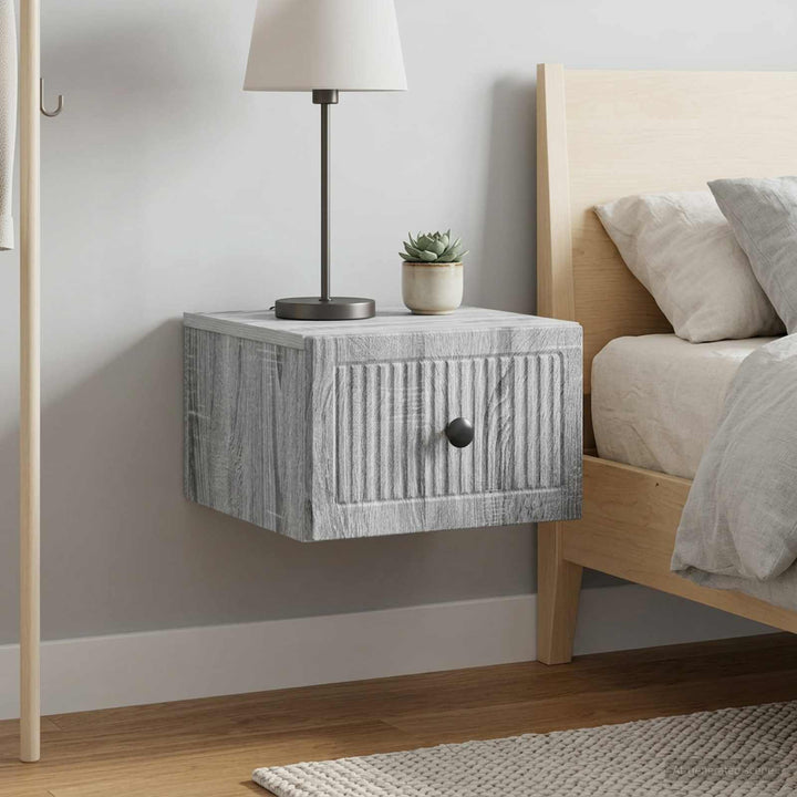 Væghængt Natbord 2 pcs Grå sonoma-eg 33 x 34,5 x 20 cm