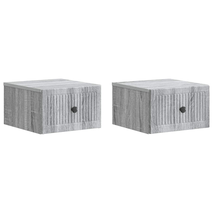 Væghængt Natbord 2 pcs Grå sonoma-eg 33 x 34,5 x 20 cm