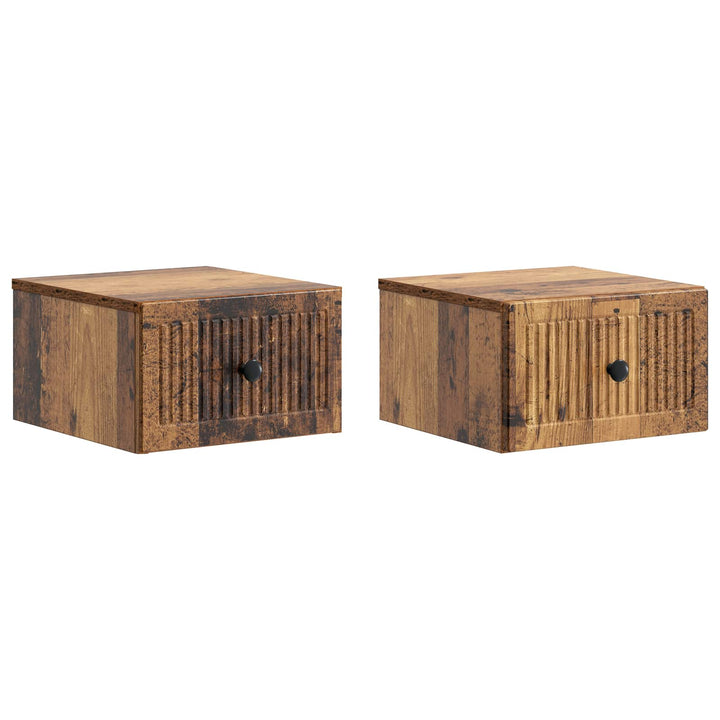 Væghængt Natbord med skuffe 2 pcs Gammelt træ 33 x 34,5 x 20 cm