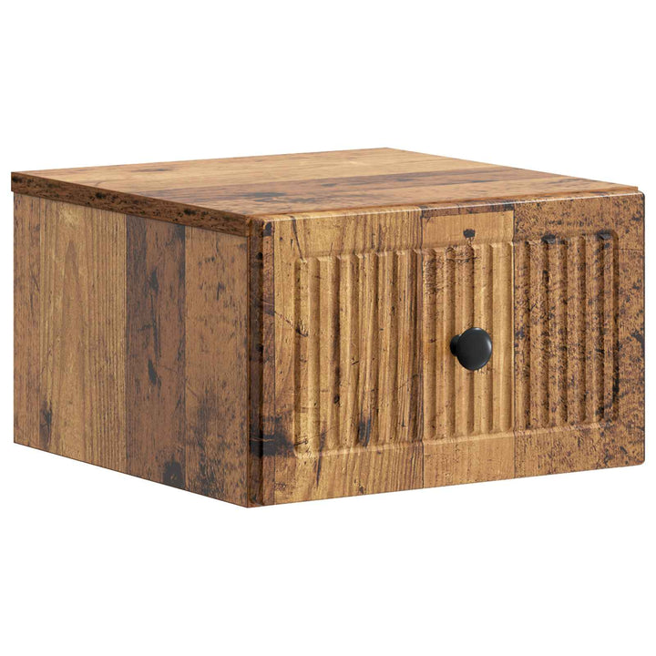 Væghængt Natbord med skuffe 2 pcs Gammelt træ 33 x 34,5 x 20 cm
