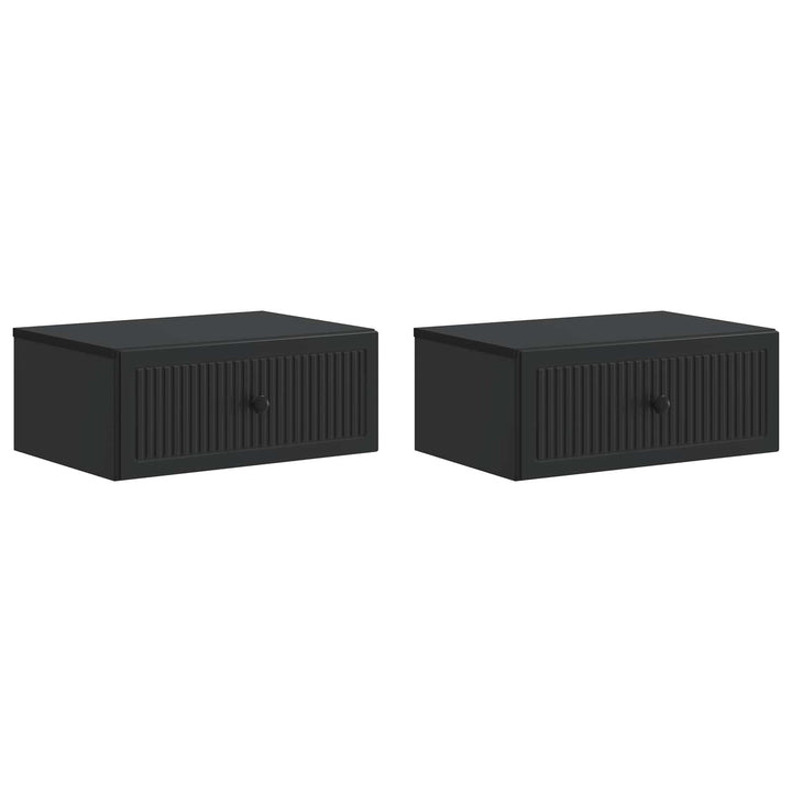 Natskab med skuffe 2 pcs Sort 49 x 34,5 x 20 cm Konstrueret træ