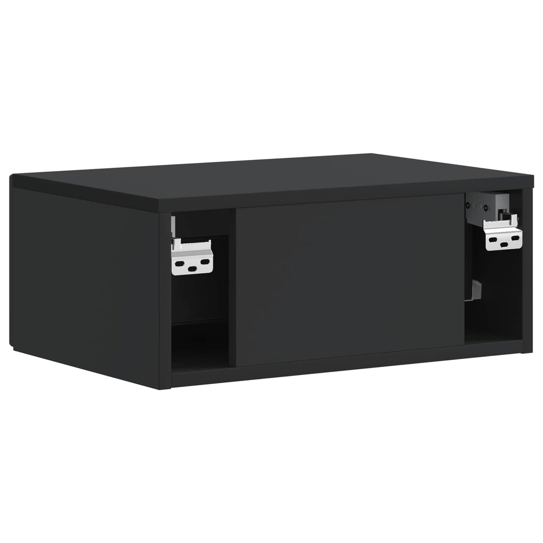 Natskab med skuffe 2 pcs Sort 49 x 34,5 x 20 cm Konstrueret træ
