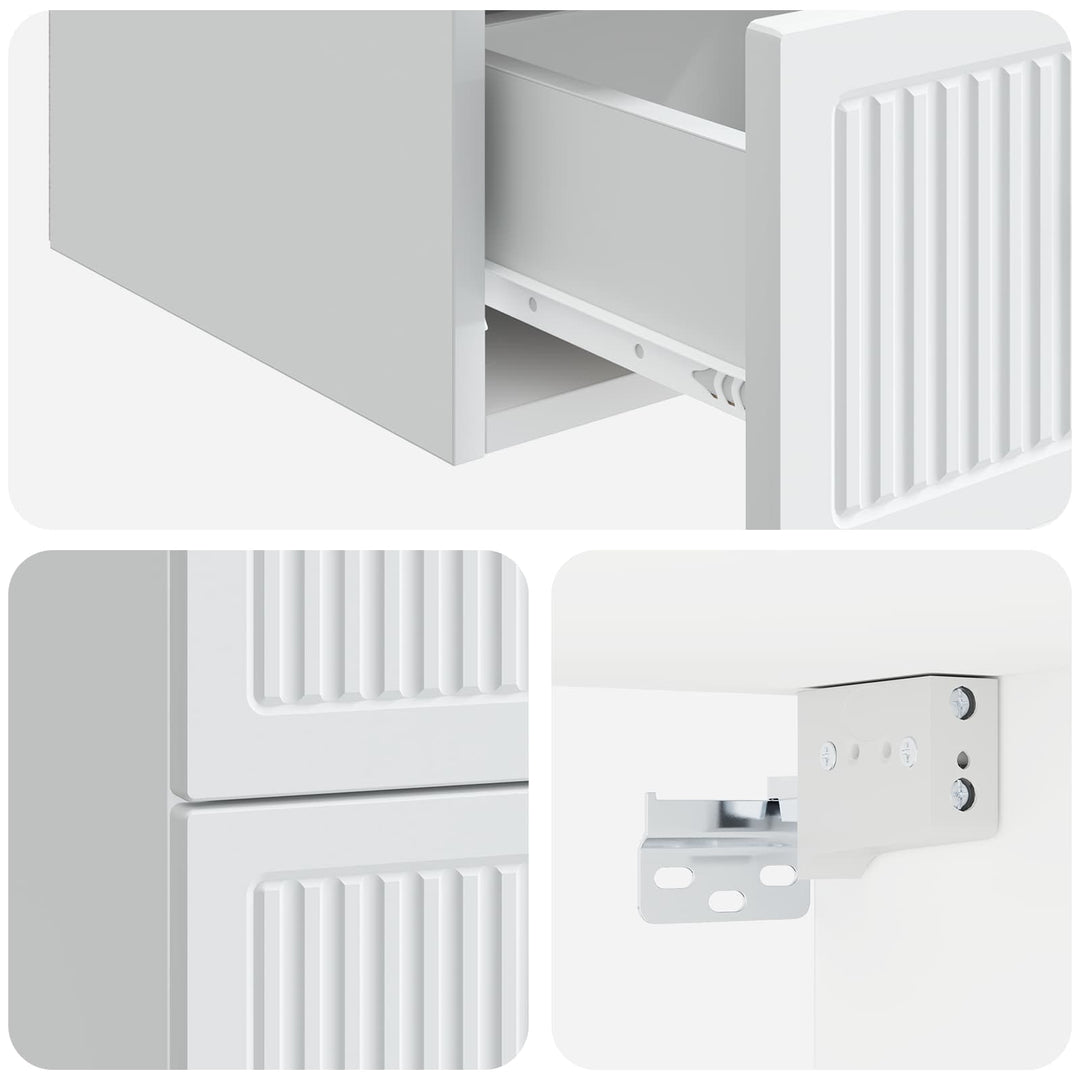 Væghængt Natbord 2 pcs Hvid 33 x 34,5 x 40 cm Konstrueret træ