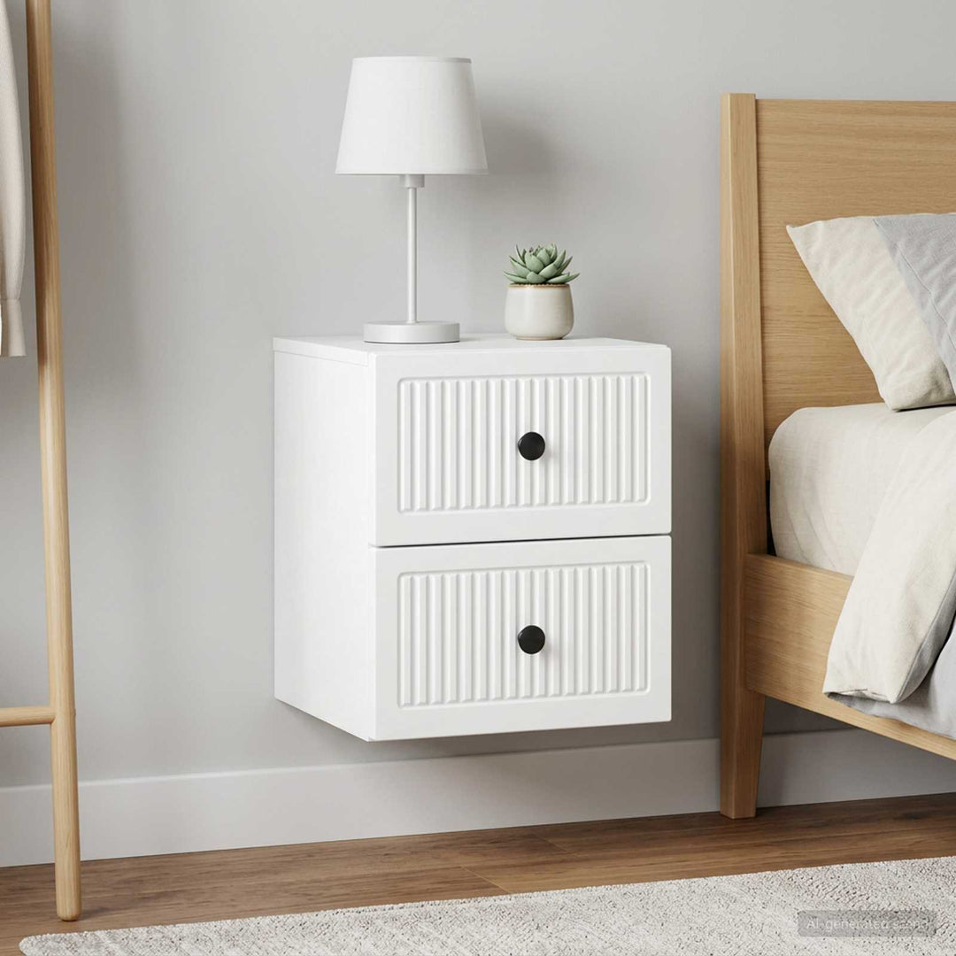 Væghængt Natbord 2 pcs Hvid 33 x 34,5 x 40 cm Konstrueret træ