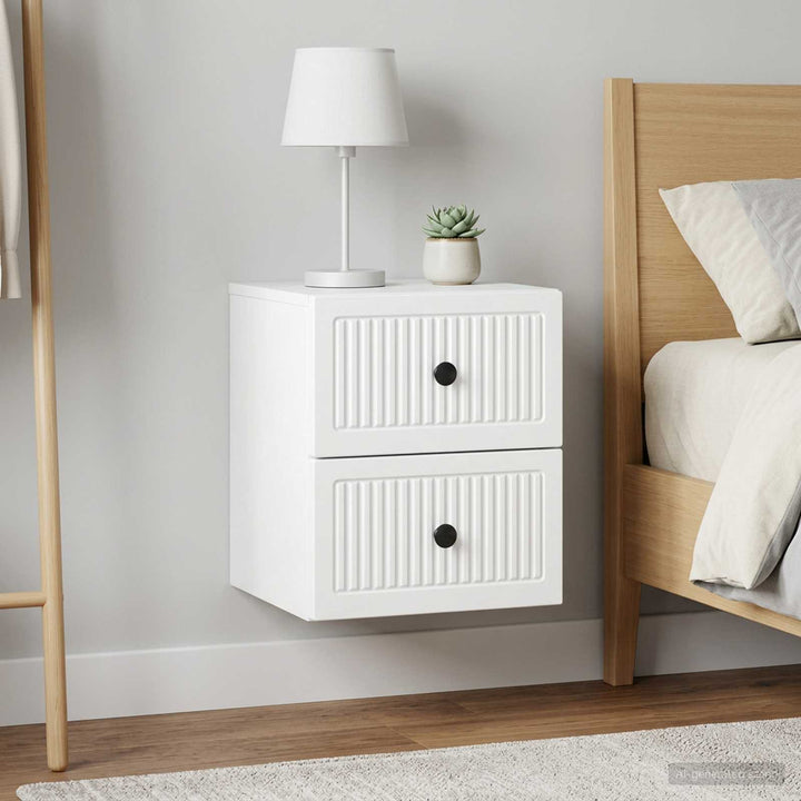 Væghængt Natbord 2 pcs Hvid 33 x 34,5 x 40 cm Konstrueret træ