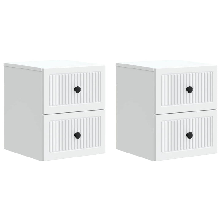 Væghængt Natbord 2 pcs Hvid 33 x 34,5 x 40 cm Konstrueret træ