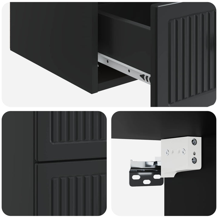 Væghængt Natbord 2 pcs Sort 33 x 34,5 x 40 cm Konstrueret træ