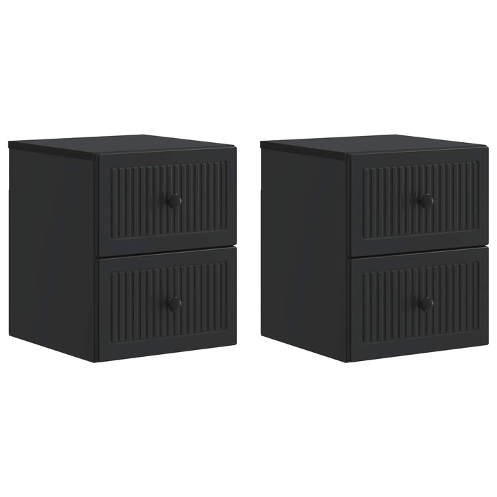 Væghængt Natbord 2 pcs Sort 33 x 34,5 x 40 cm Konstrueret træ