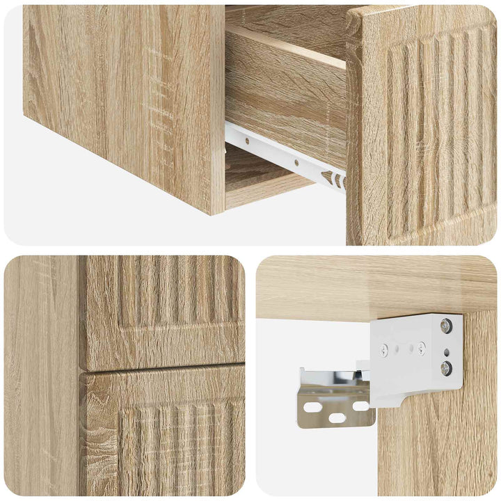 Væghængt Natbord Sonoma-eg 33 x 34,5 x 40 cm Konstrueret træ