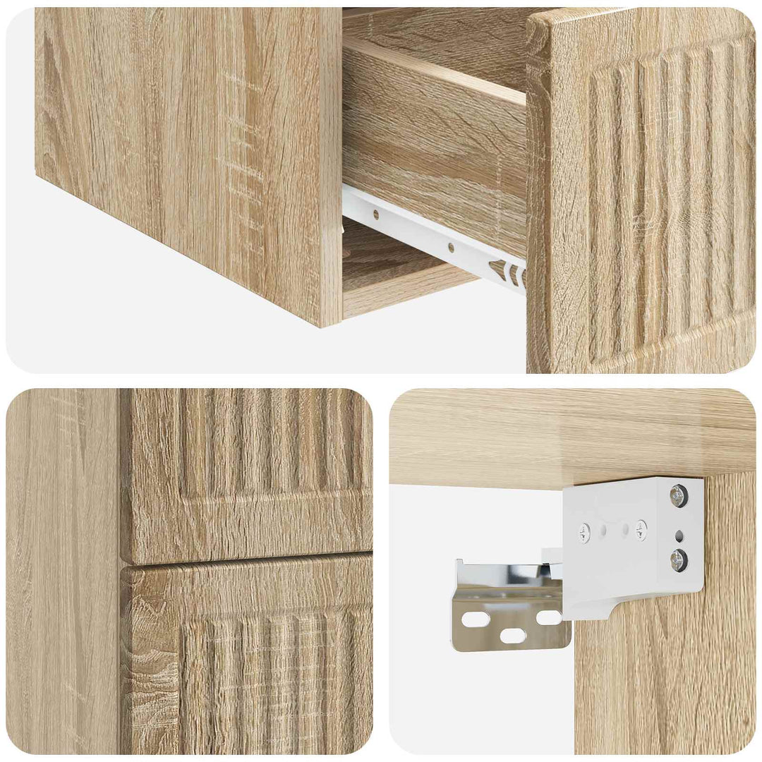 Væghængt Natbord med skuffe 2 pcs Sonoma-eg 33 x 34,5 x 40 cm