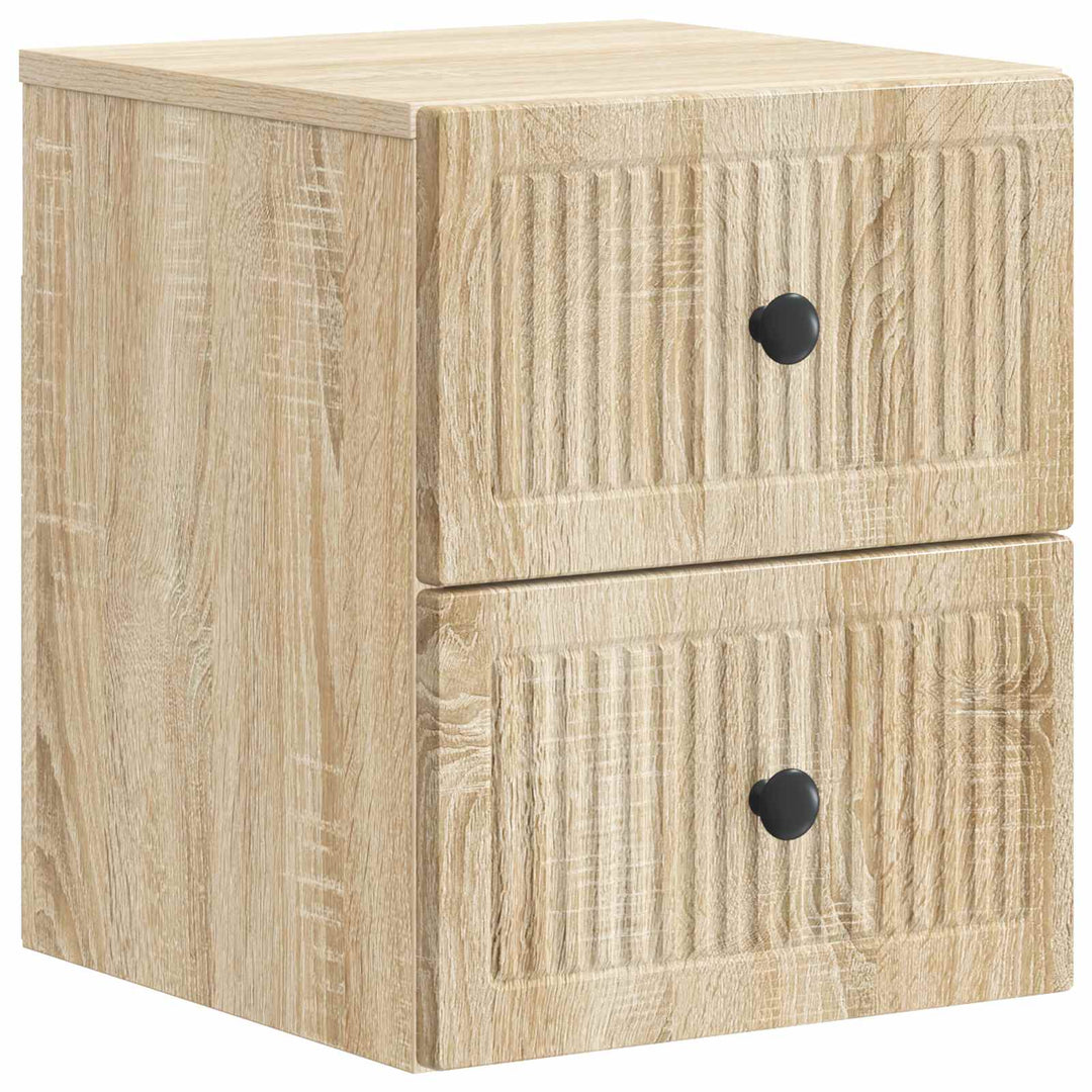 Væghængt Natbord med skuffe 2 pcs Sonoma-eg 33 x 34,5 x 40 cm