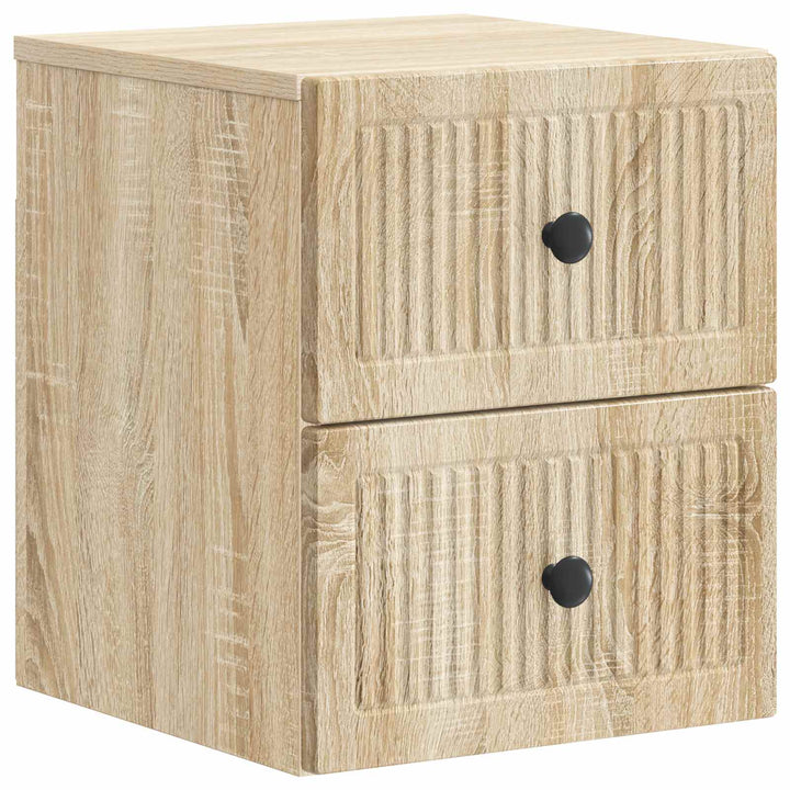 Væghængt Natbord med skuffe 2 pcs Sonoma-eg 33 x 34,5 x 40 cm