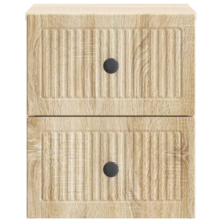 Væghængt Natbord med skuffe 2 pcs Sonoma-eg 33 x 34,5 x 40 cm