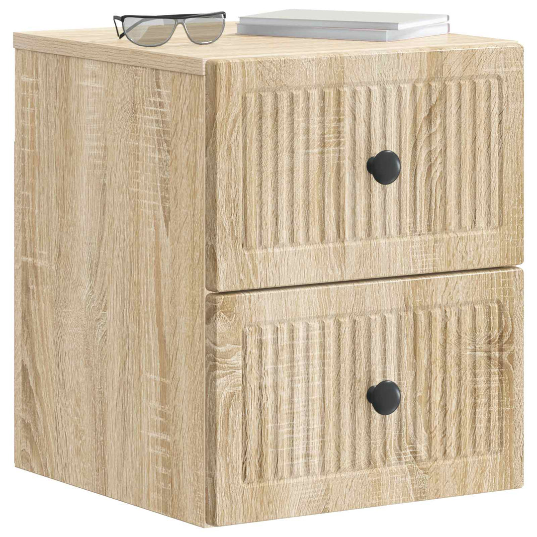Væghængt Natbord med skuffe 2 pcs Sonoma-eg 33 x 34,5 x 40 cm