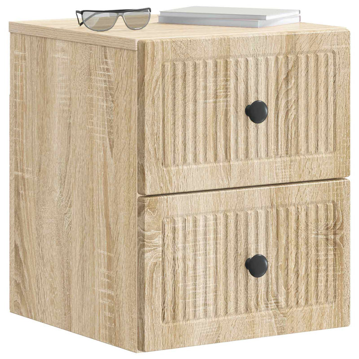 Væghængt Natbord med skuffe 2 pcs Sonoma-eg 33 x 34,5 x 40 cm