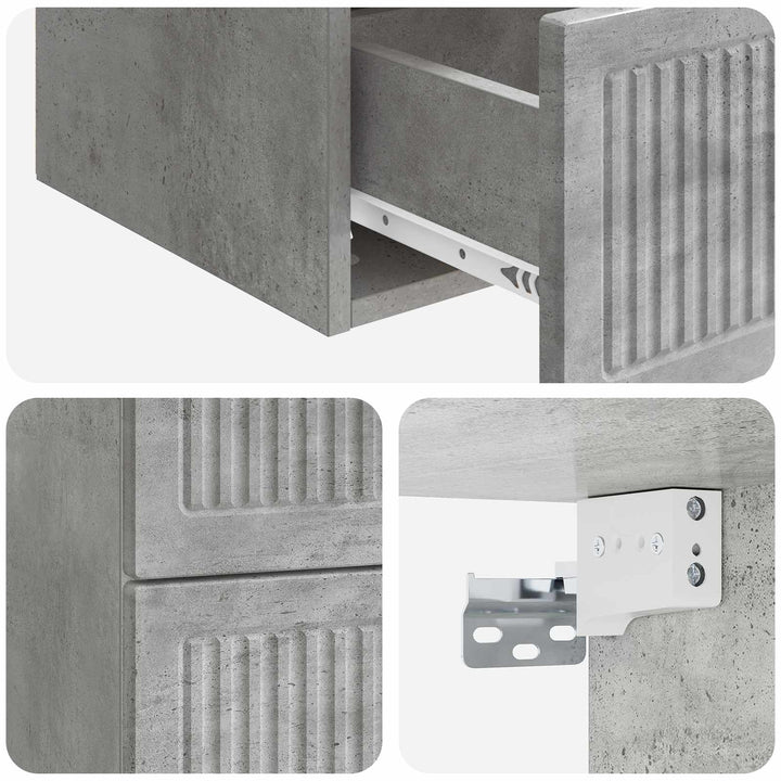 Væghængt Natbord Betongrå 33 x 34,5 x 40 cm Konstrueret træ