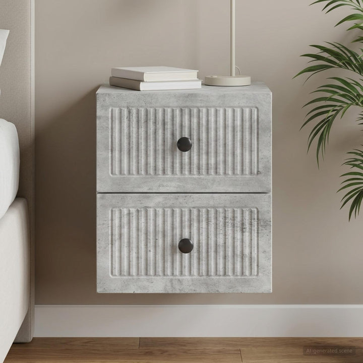 Væghængt Natbord Betongrå 33 x 34,5 x 40 cm Konstrueret træ