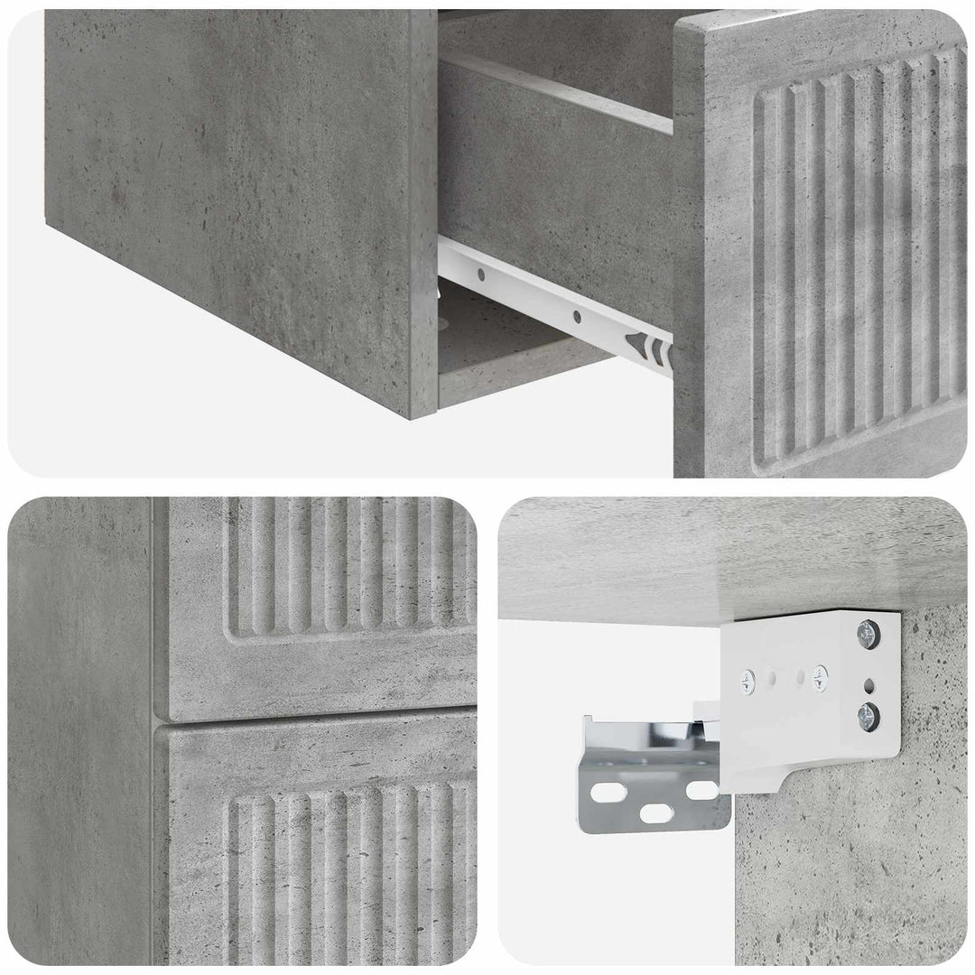 Væghængt Natbord med skuffe 2 pcs Betongrå 33 x 34,5 x 40 cm