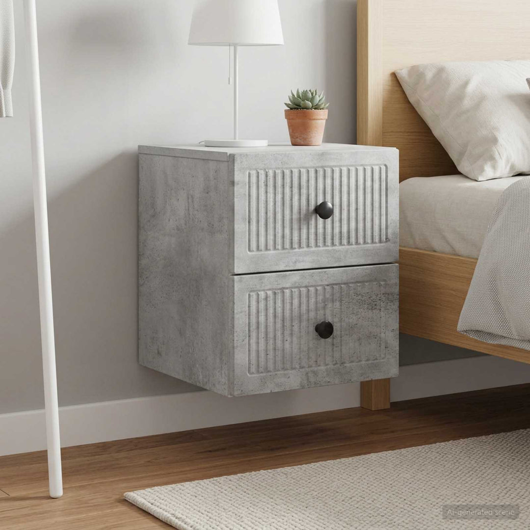 Væghængt Natbord med skuffe 2 pcs Betongrå 33 x 34,5 x 40 cm
