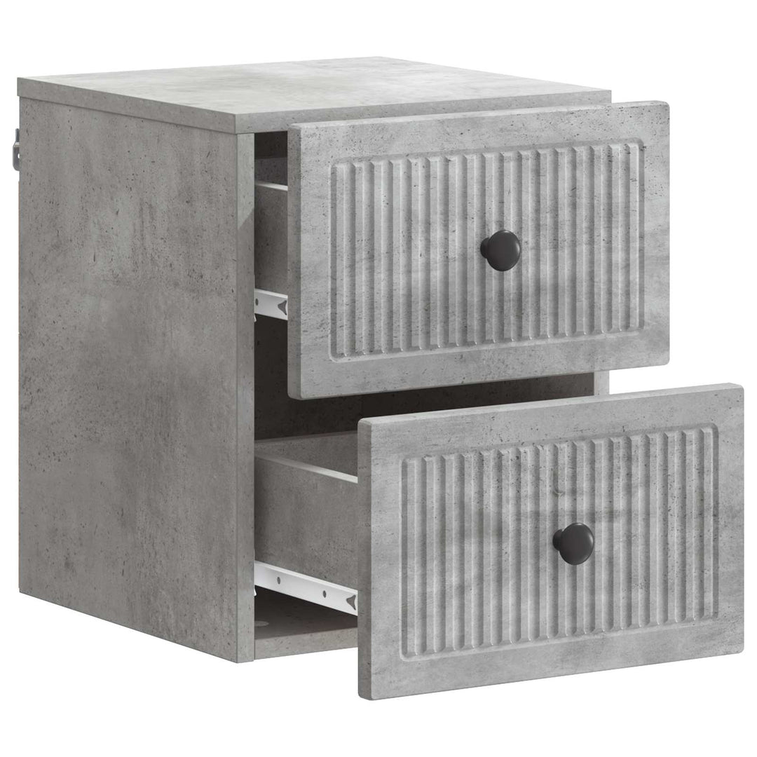 Væghængt Natbord med skuffe 2 pcs Betongrå 33 x 34,5 x 40 cm