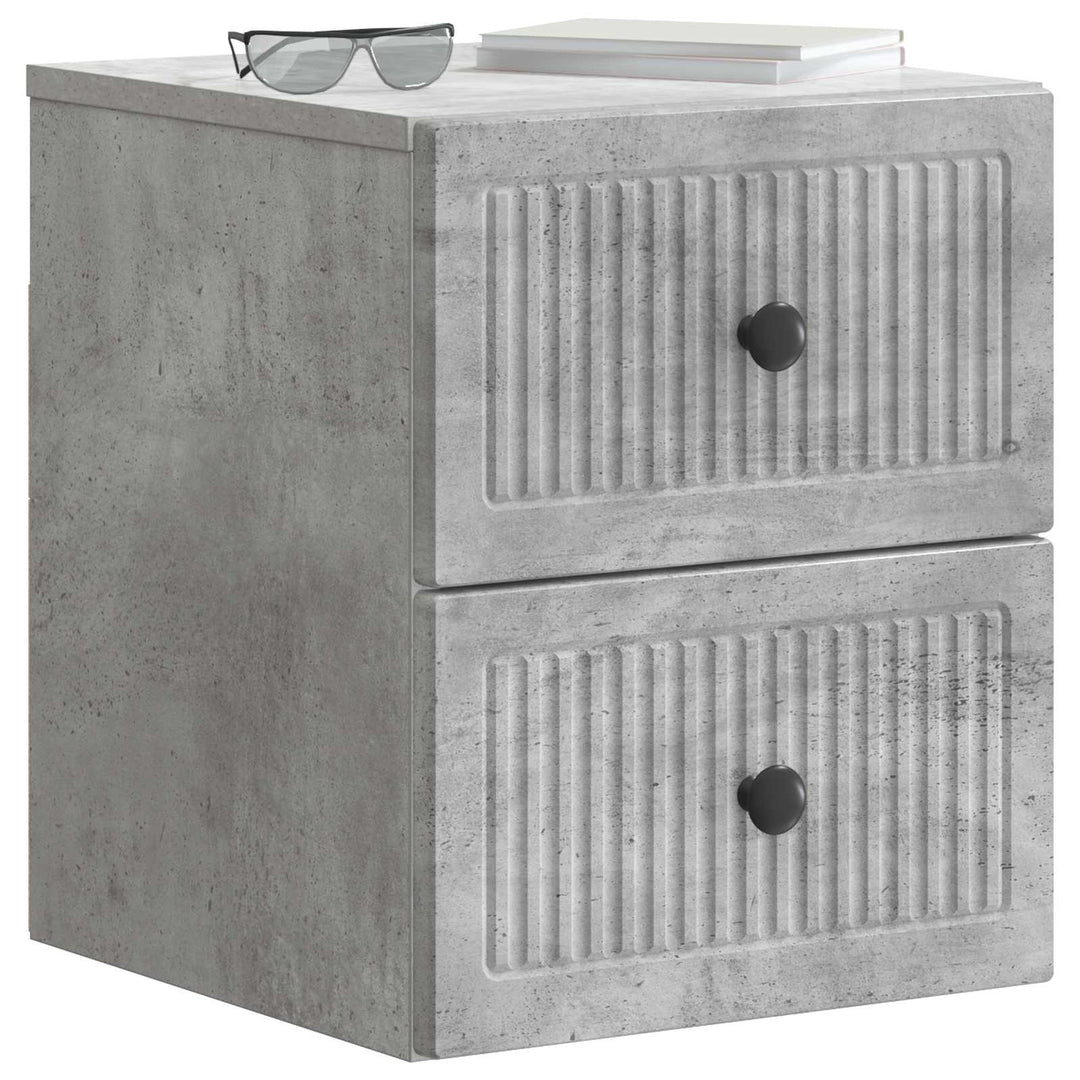 Væghængt Natbord med skuffe 2 pcs Betongrå 33 x 34,5 x 40 cm
