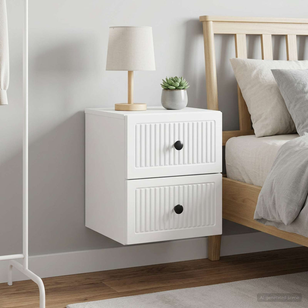 Væghængt Natbord 2 pcs Hvid højglans 33 x 34,5 x 40 cm