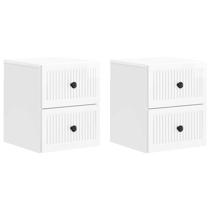 Væghængt Natbord 2 pcs Hvid højglans 33 x 34,5 x 40 cm