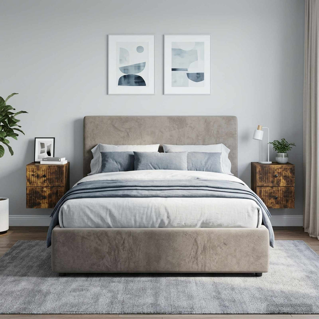Væghængt Natbord med skuffe 2 pcs Røget eg 33 x 34,5 x 40 cm