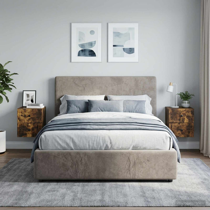 Væghængt Natbord med skuffe 2 pcs Røget eg 33 x 34,5 x 40 cm