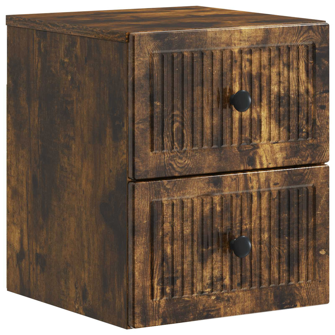 Væghængt Natbord med skuffe 2 pcs Røget eg 33 x 34,5 x 40 cm