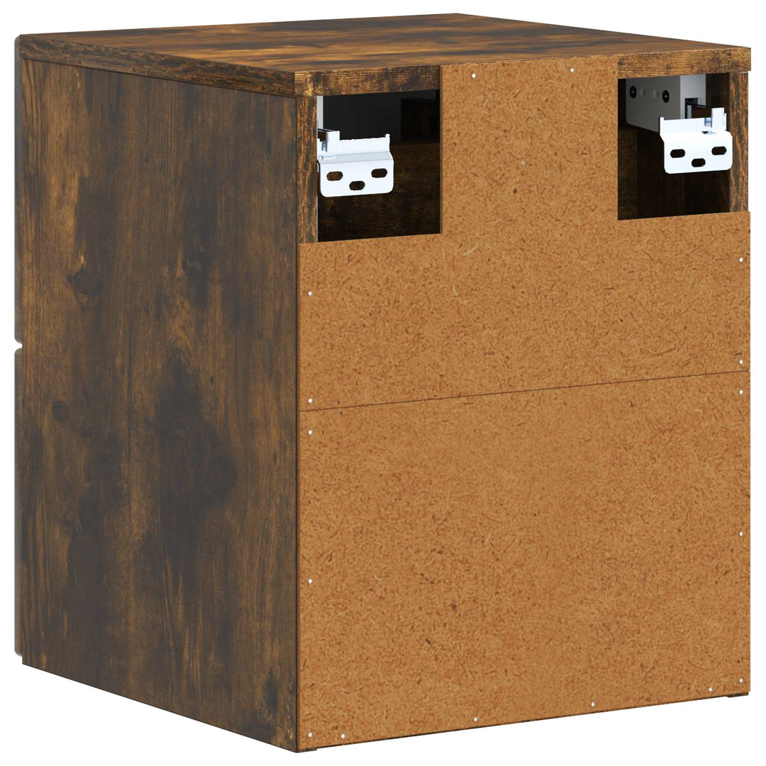 Væghængt Natbord med skuffe 2 pcs Røget eg 33 x 34,5 x 40 cm