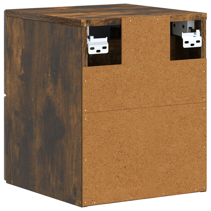 Væghængt Natbord med skuffe 2 pcs Røget eg 33 x 34,5 x 40 cm