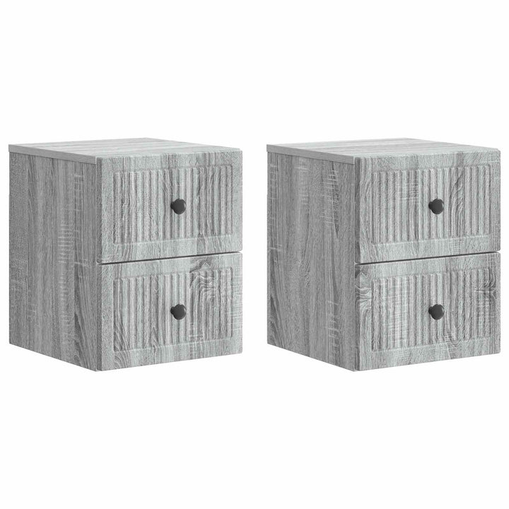 Væghængt Natbord 2 pcs Grå sonoma-eg 33 x 34,5 x 40 cm