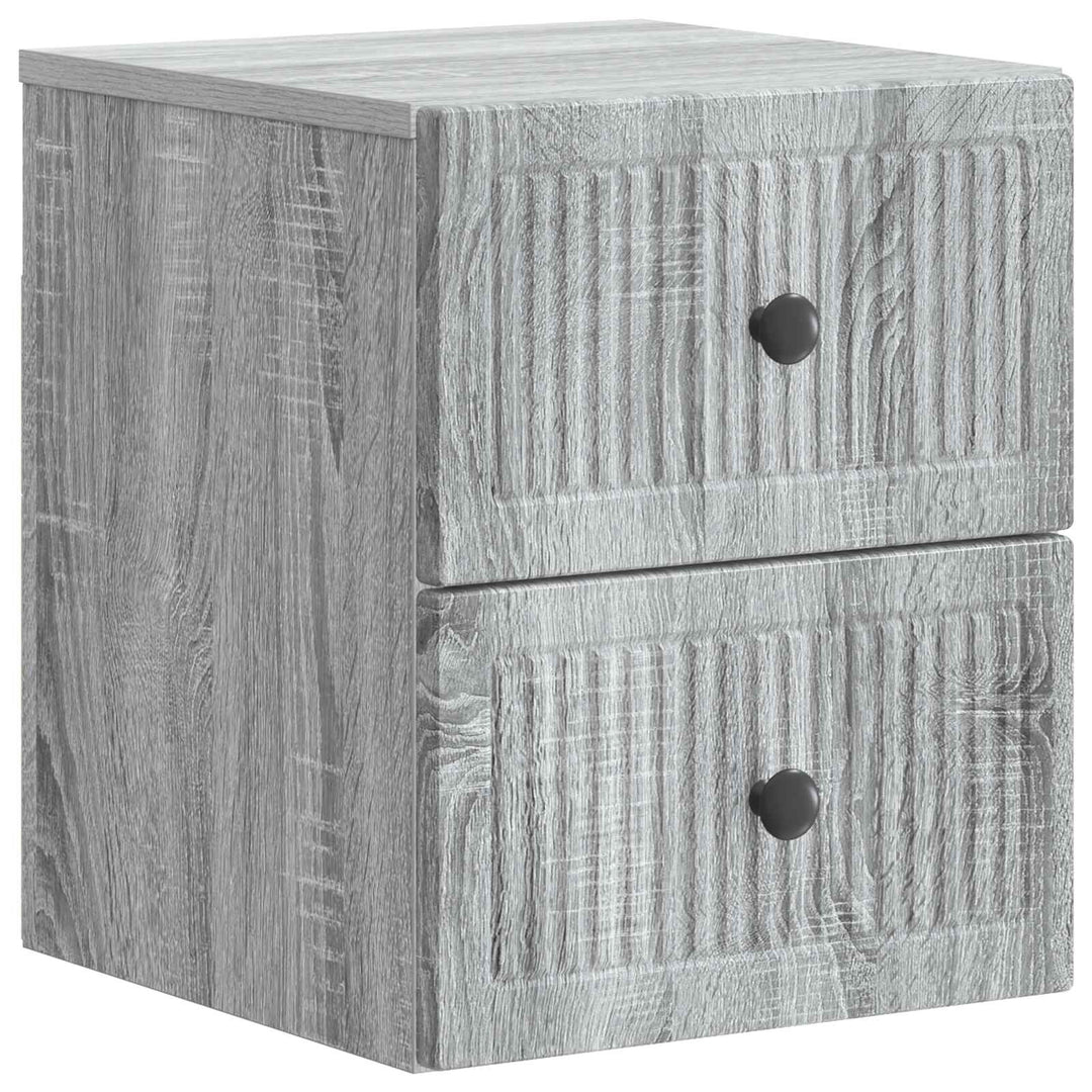 Væghængt Natbord 2 pcs Grå sonoma-eg 33 x 34,5 x 40 cm