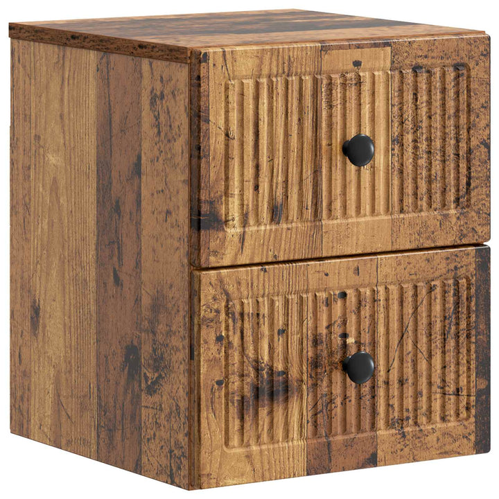 Væghængt Natbord med skuffe 2 pcs Gammelt træ 33 x 34,5 x 40 cm