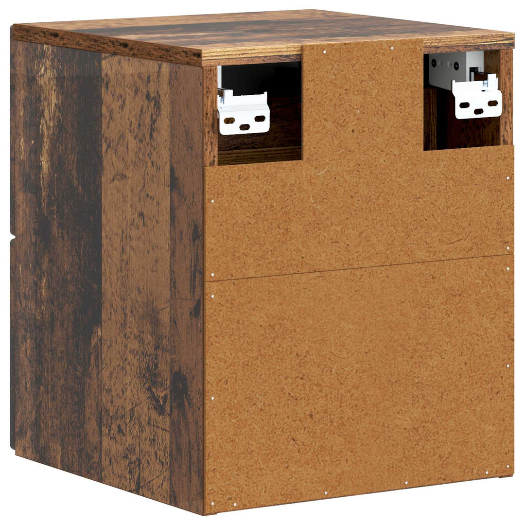 Væghængt Natbord med skuffe 2 pcs Gammelt træ 33 x 34,5 x 40 cm