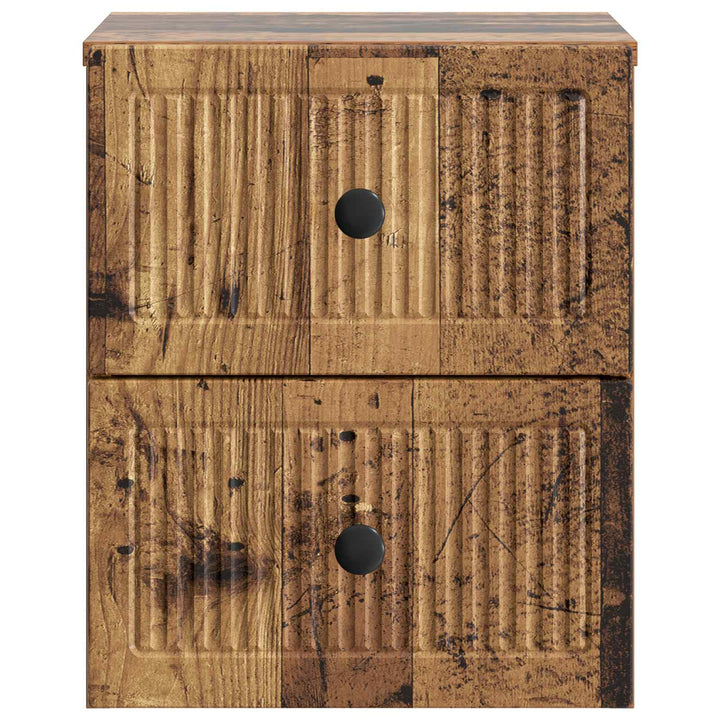Væghængt Natbord med skuffe 2 pcs Gammelt træ 33 x 34,5 x 40 cm