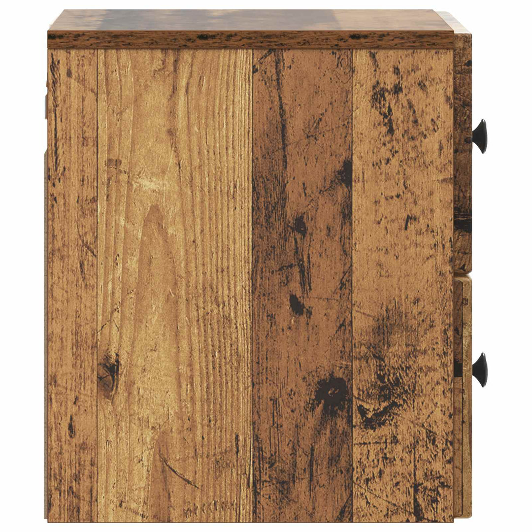 Væghængt Natbord med skuffe 2 pcs Gammelt træ 33 x 34,5 x 40 cm