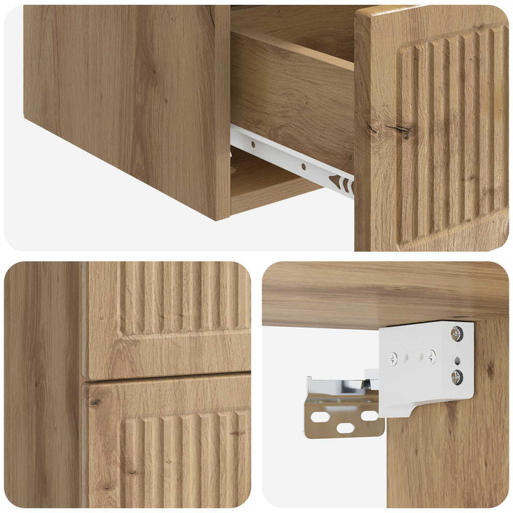 Væghængt Natbord med skuffe 2 pcs Artisan-eg 33 x 34,5 x 40 cm